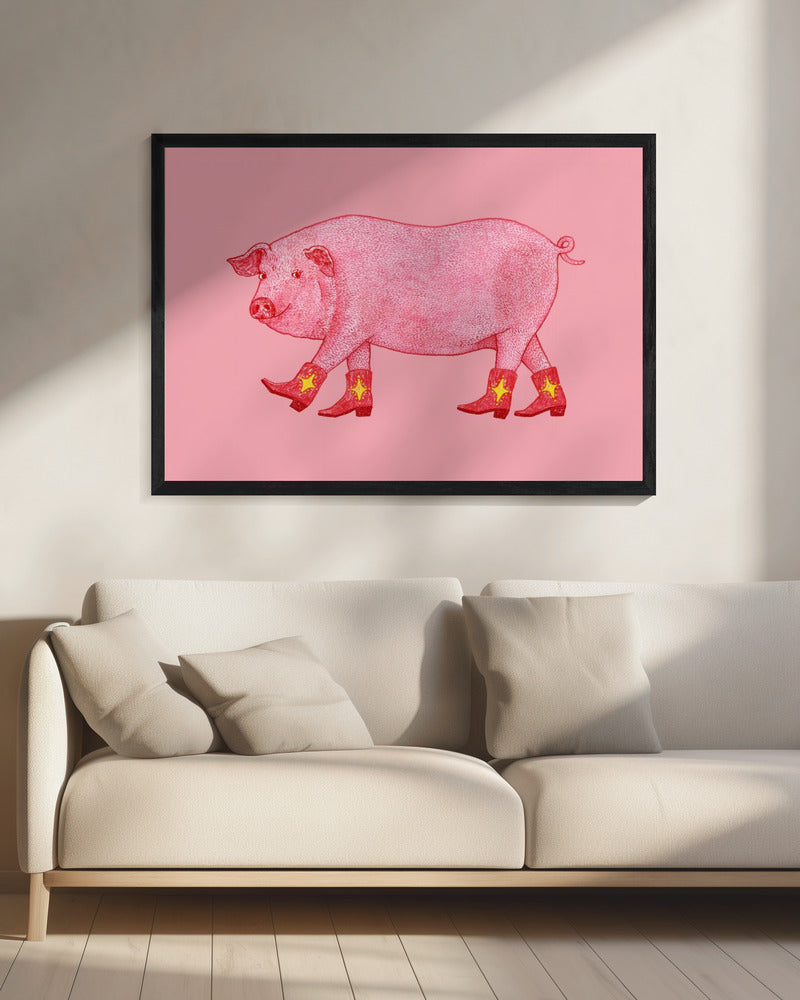 Marjorie het Cowgirl Varken | Canvas
