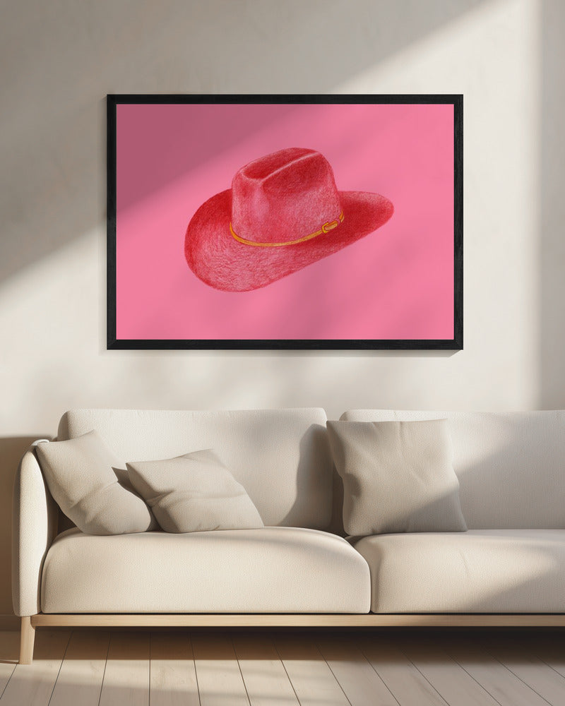 Rode Stetson op roze | Canvas