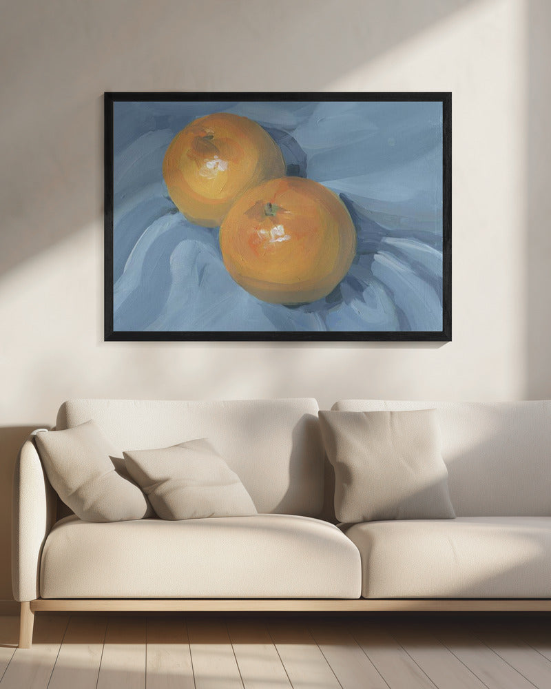 Sinaasappels op blauw | Canvas