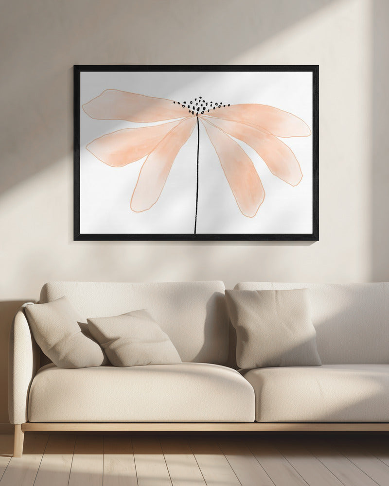 Delicate perzikkleurige bloem met bloemblaadjes | Canvas