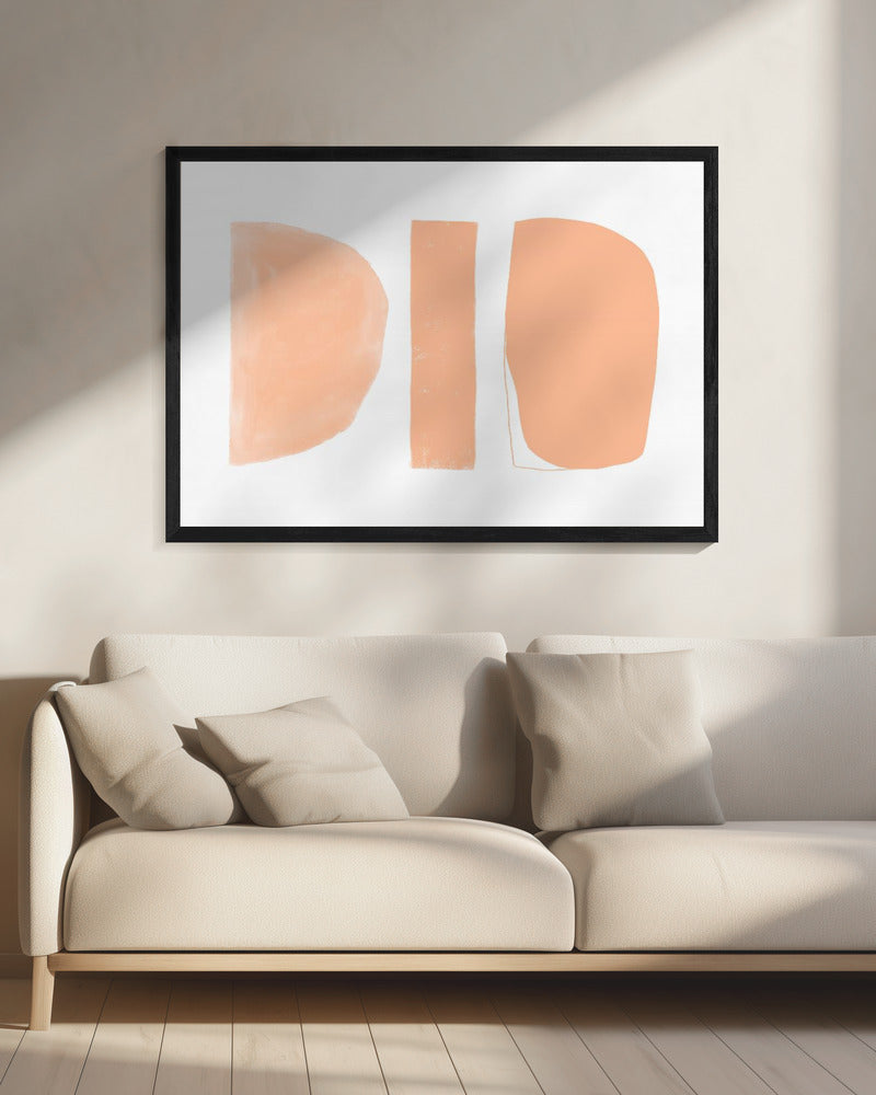 Abstracte vormen perzik | Canvas