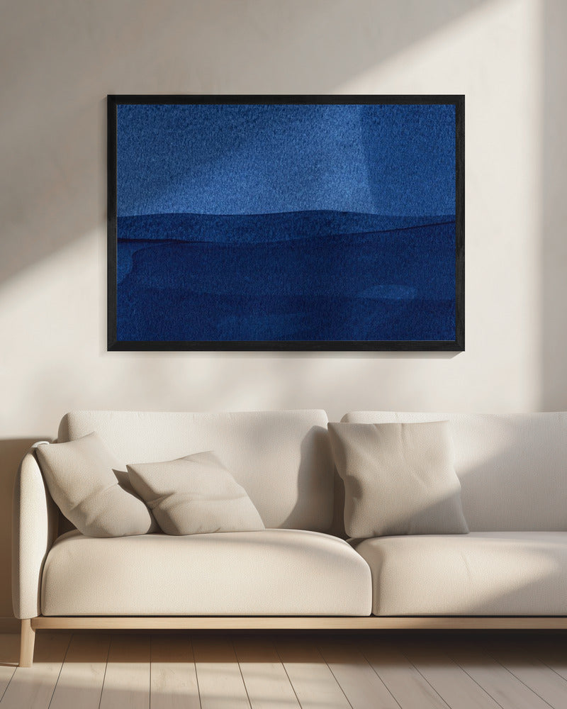 Blauwe textuur met vloeiende verticale lijnen | Canvas