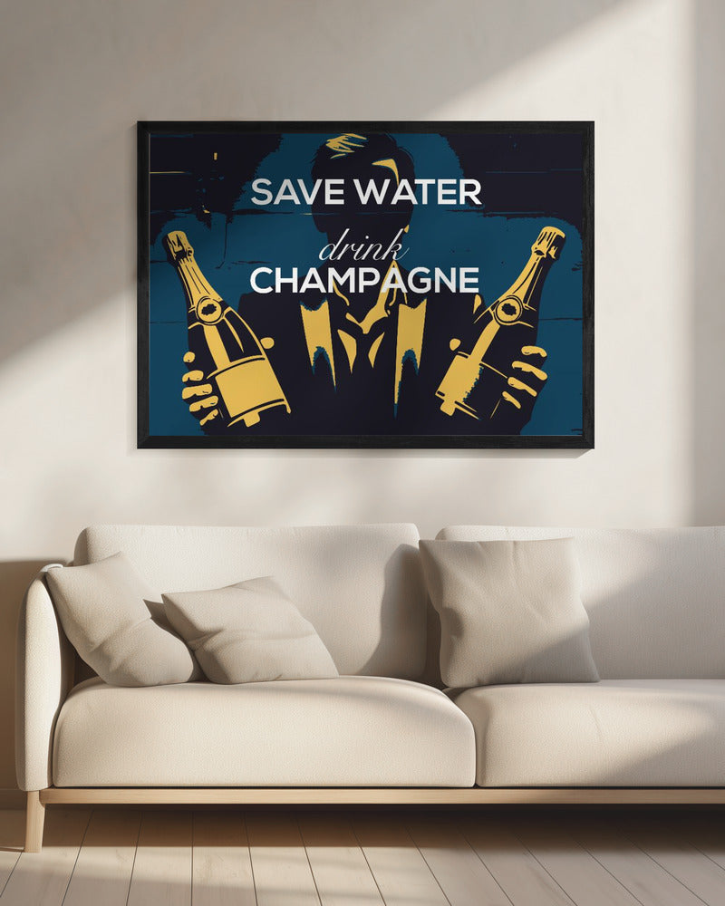Bespaar water - Drink champagne | Canvas