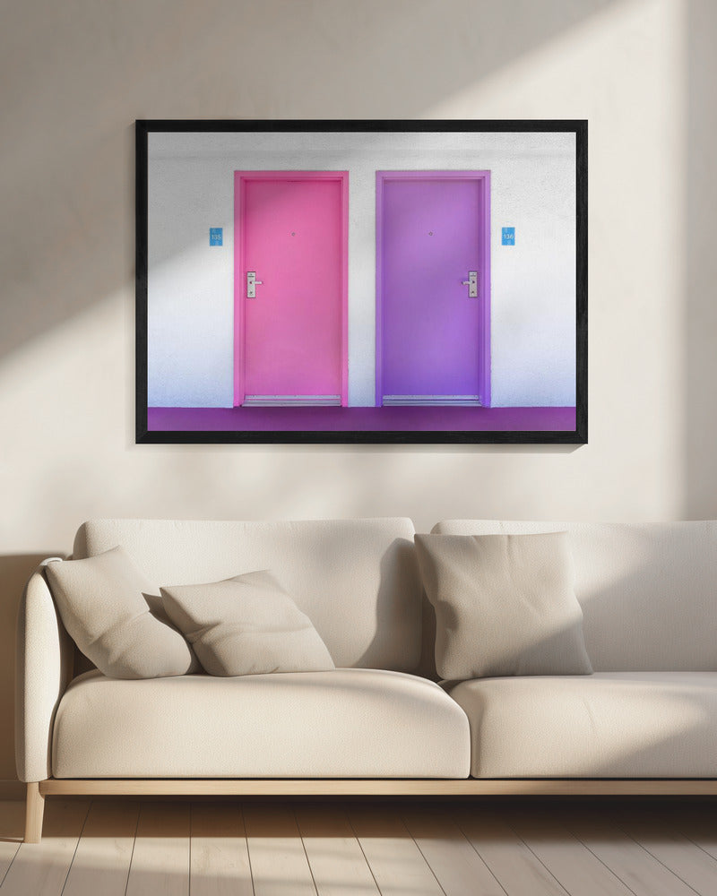Roze en paarse deuren bij de Saguaro | Canvas