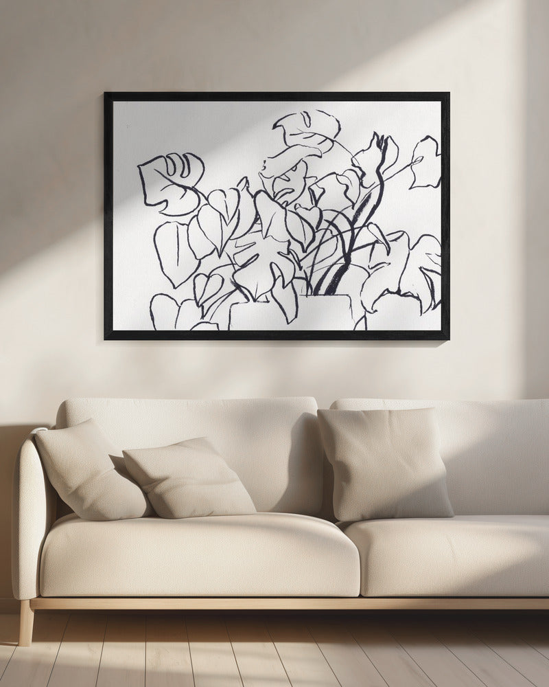 Zwart-witte Monstera Klein | Canvas