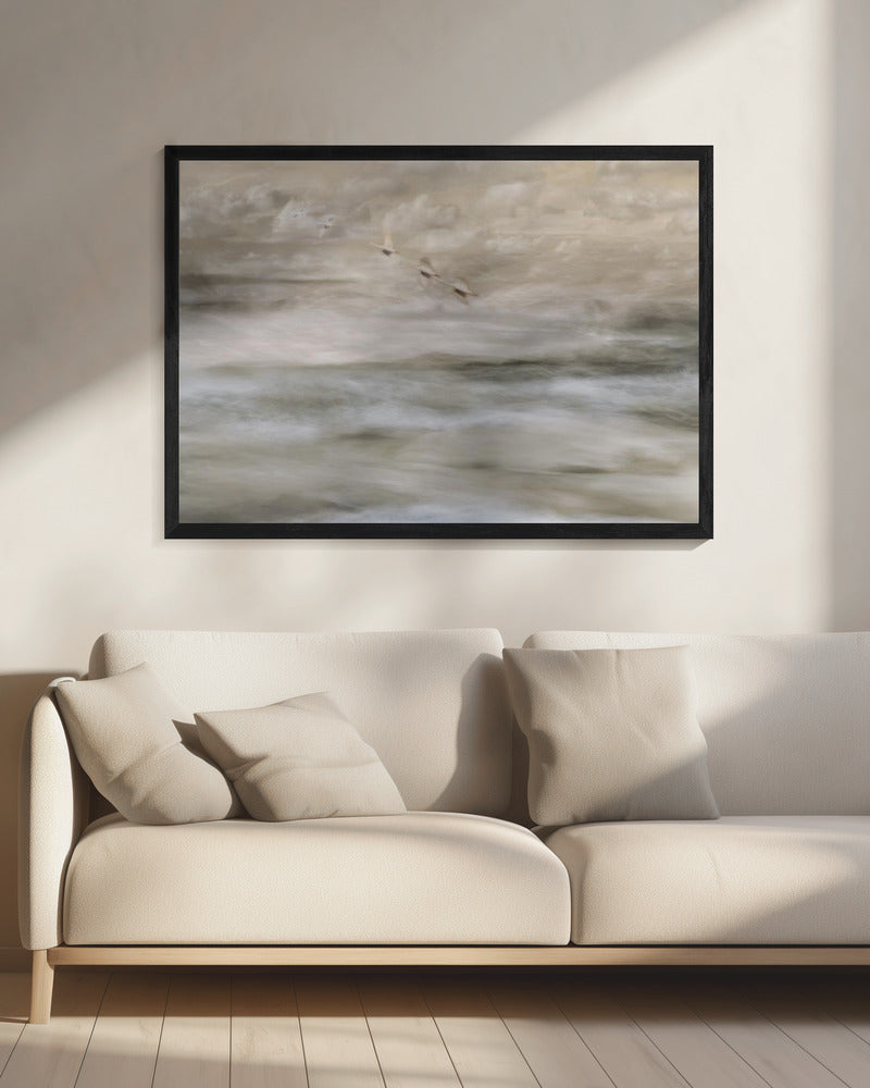Zwanen boven zee | Canvas