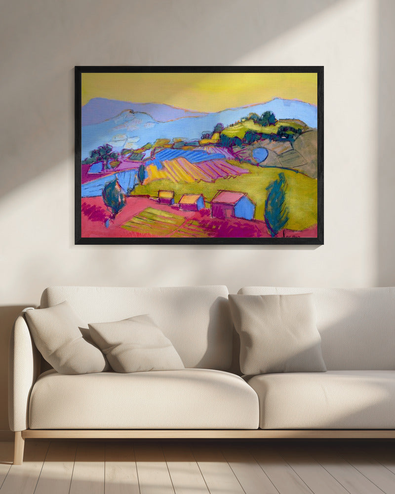 Pastelkleurig heuvellandschap | Canvas