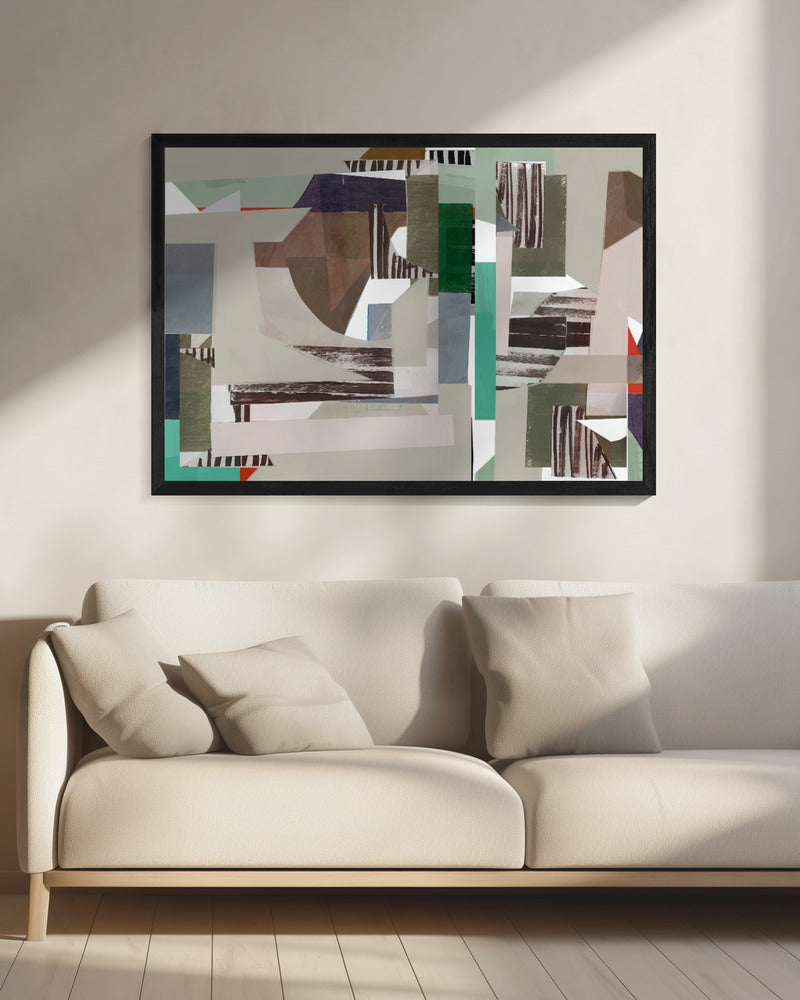 Mint and Blue Hues Abstract Hardedge 4 | Canvas