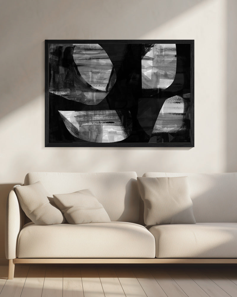 Abstract Black Night Shapes 3 | Canvas