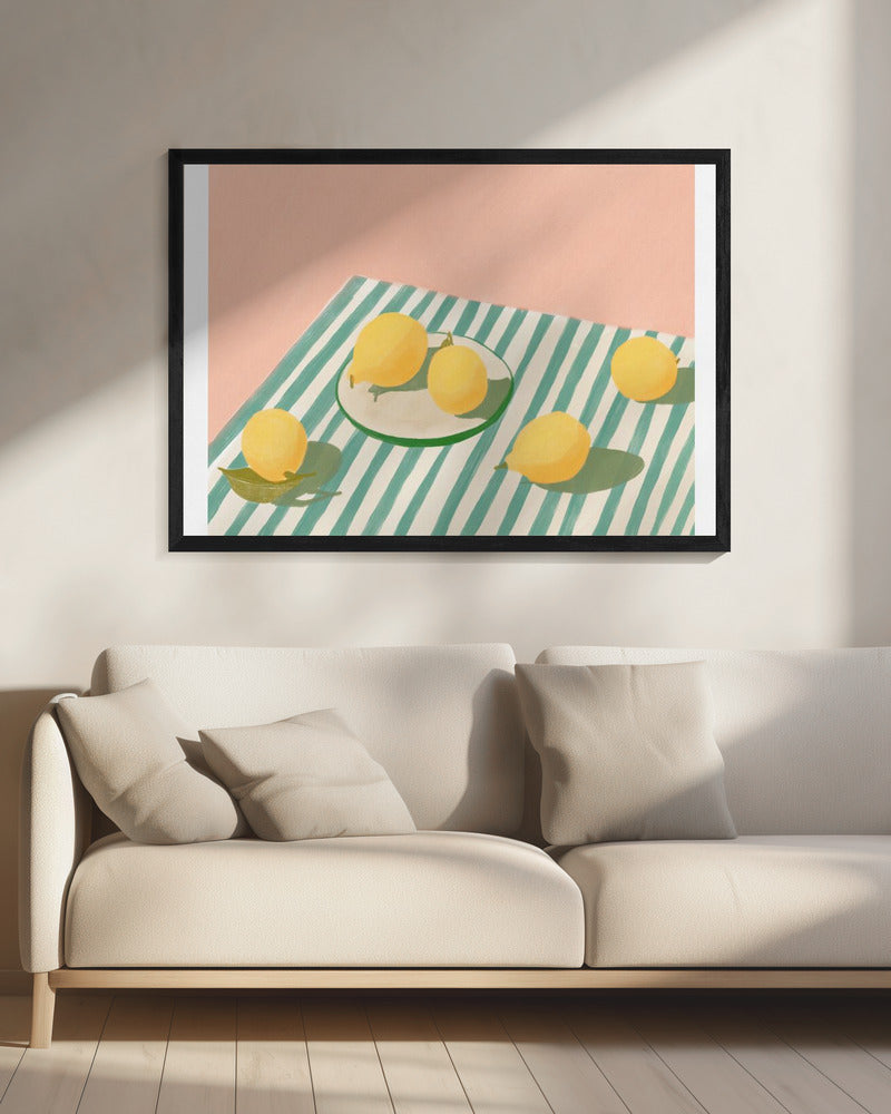 Citroenen en strepen | Canvas