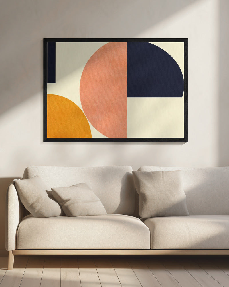 Regenboog Plus Vormen Blauw Mosterd2 | Canvas