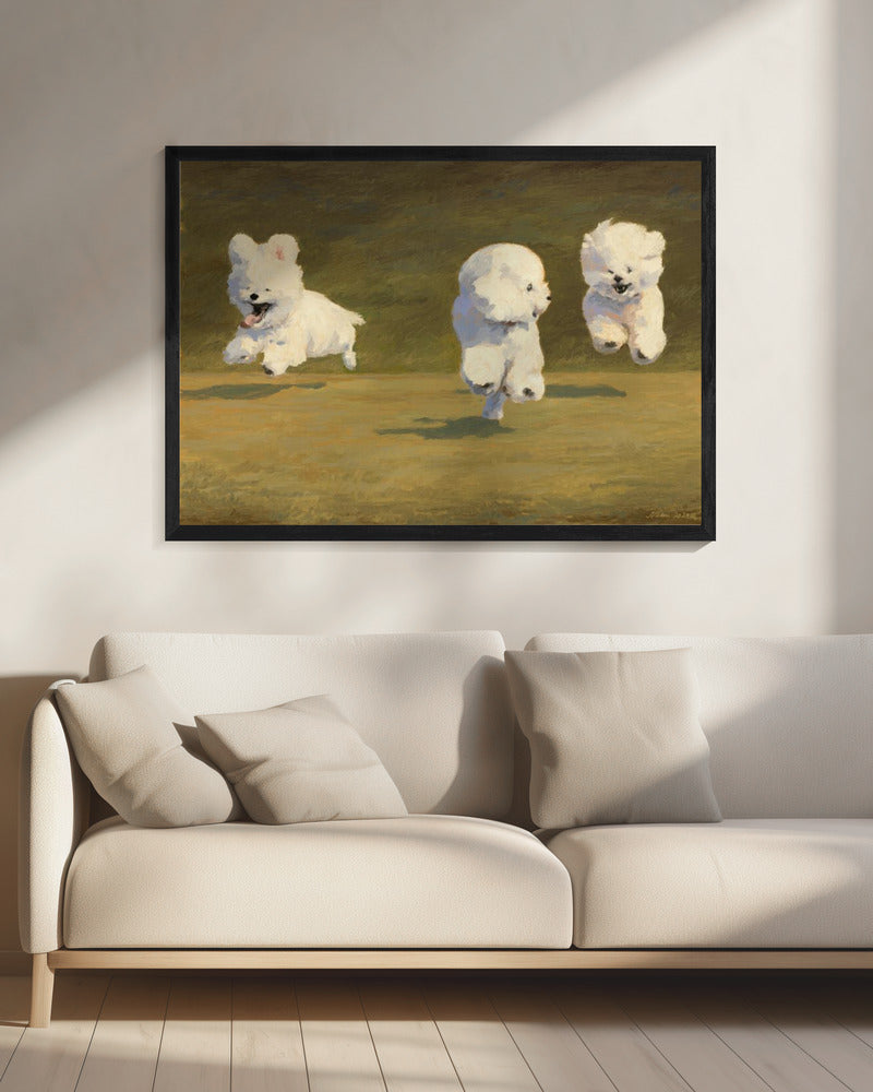 Drie rennende honden | Canvas
