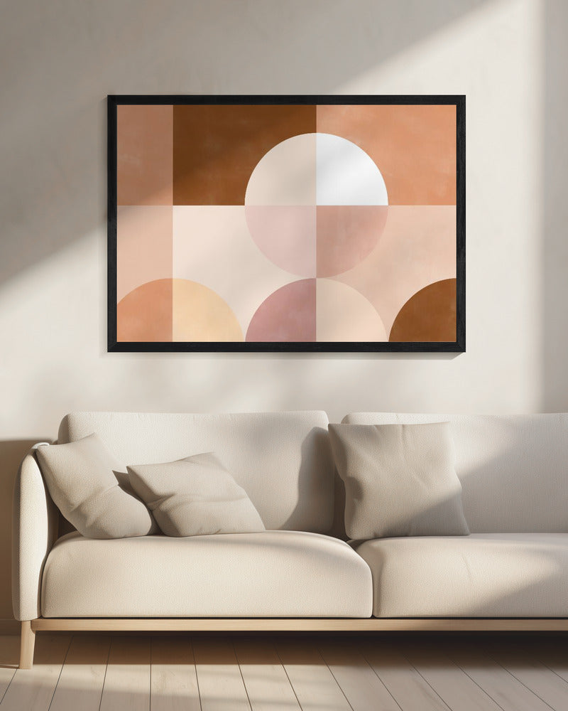 Geometric Circles and Squares in Earthy Tones | Canvas