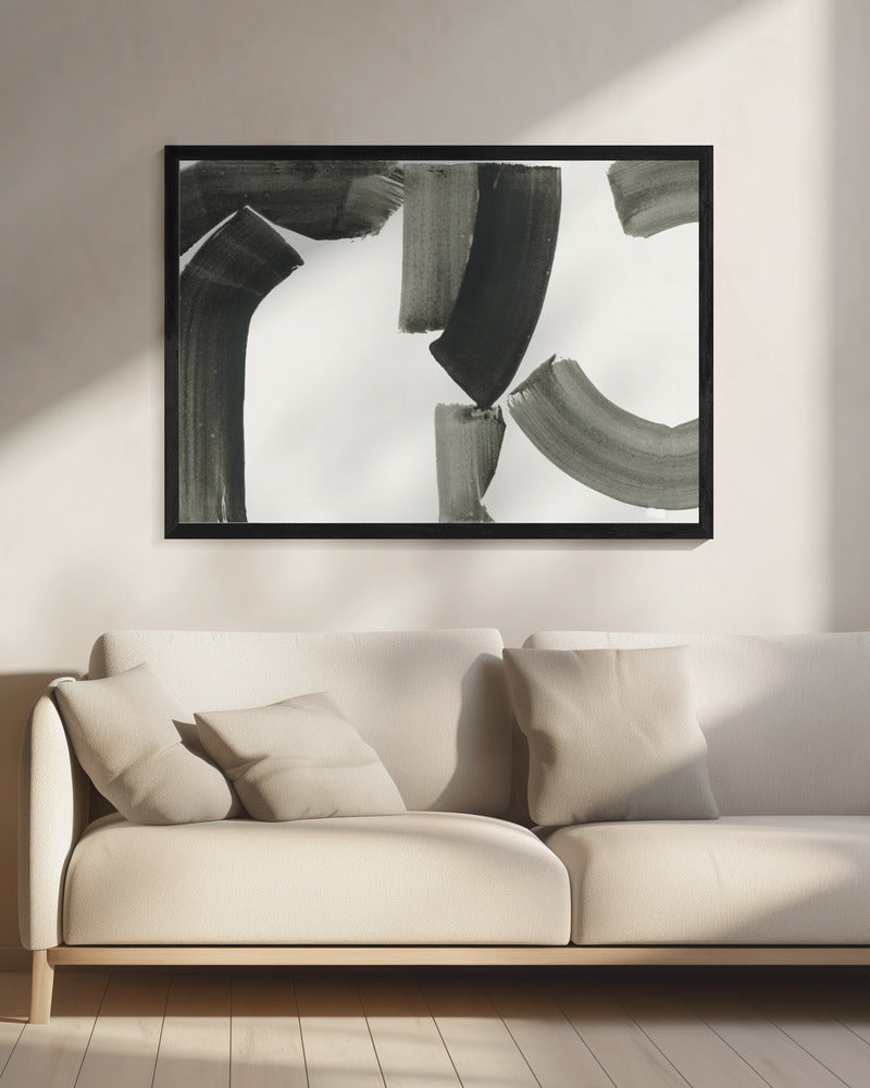 Monochrome abstracte zwarte vormen 1 | Canvas
