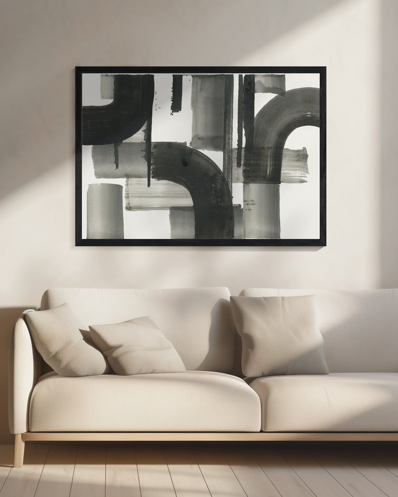 Monochroom Abstract Zwarte Vormen 2 | Canvas