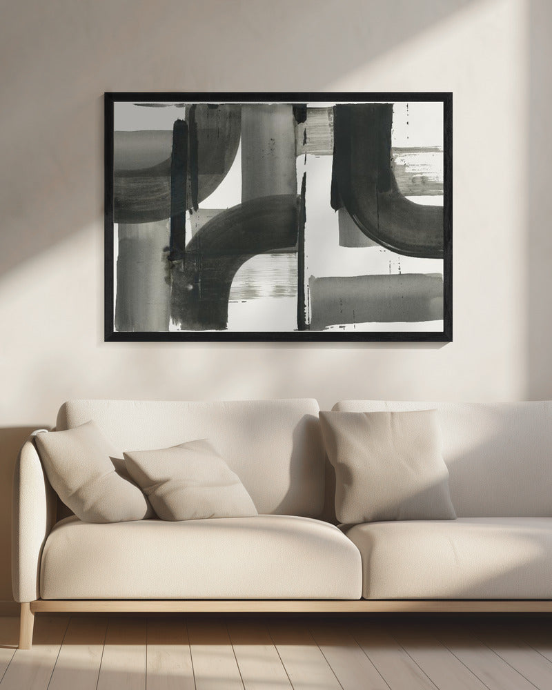 Monochroom Abstract Zwarte Vormen 3 | Canvas