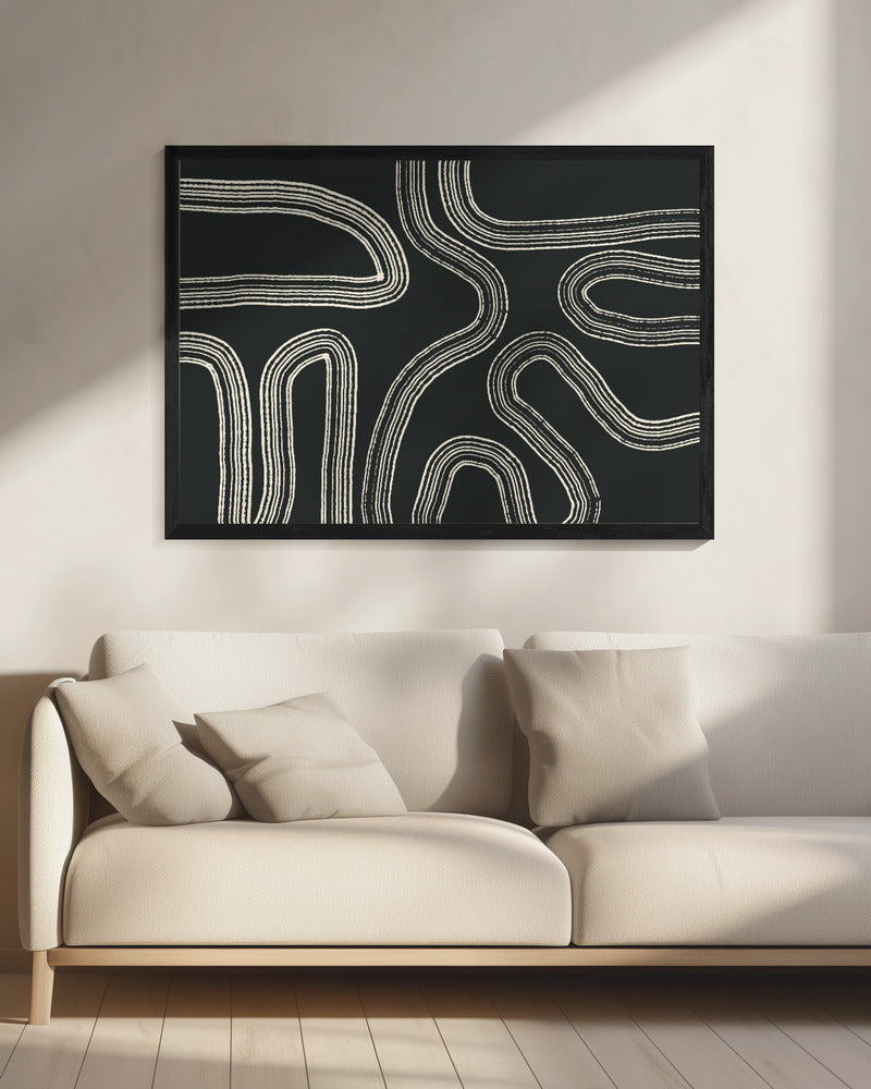 Zwart-witte lijnpatronen | Canvas