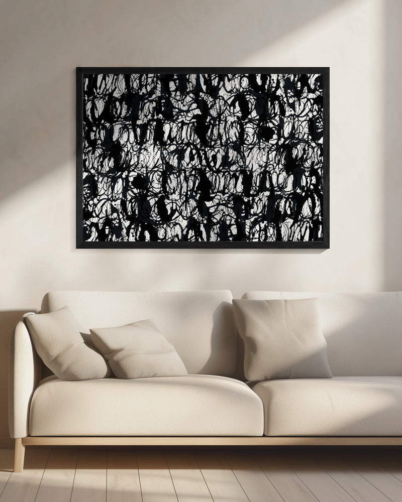 Abstracte inktwervelingen zwart 2 | Canvas