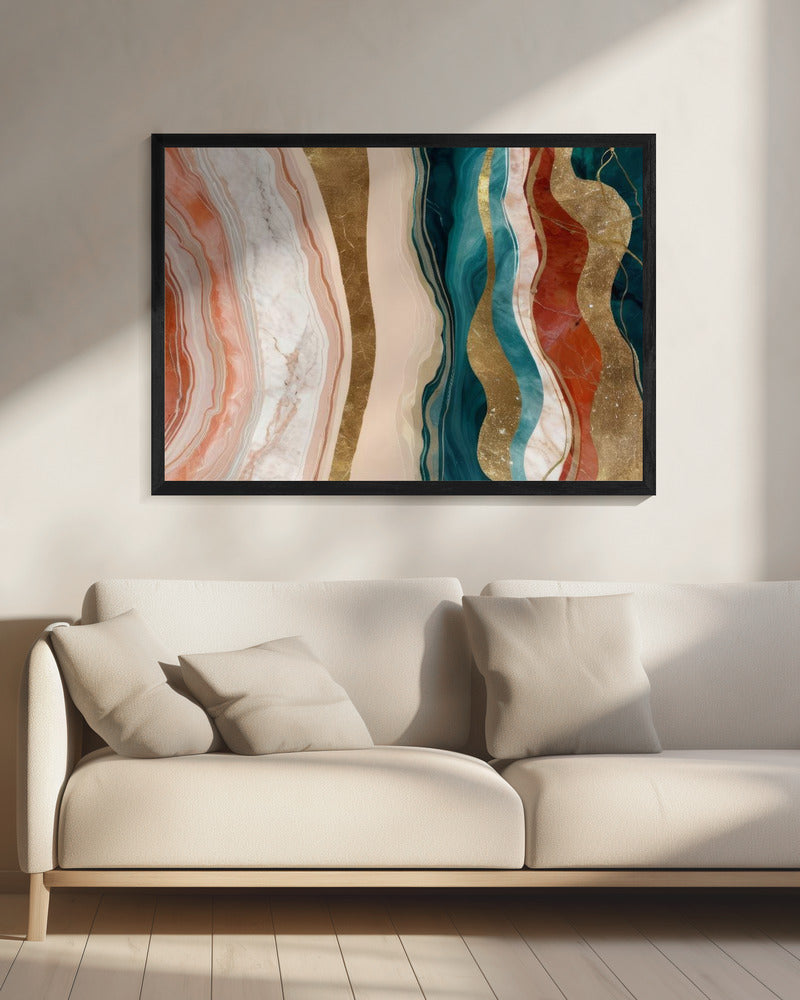 Marmerpatronen met levendige aardtinten | Canvas