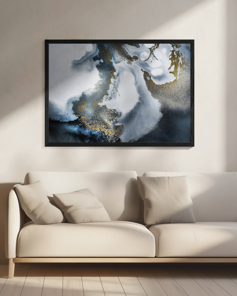 Zwart-wit en goud "Midnight Motion" | Canvas