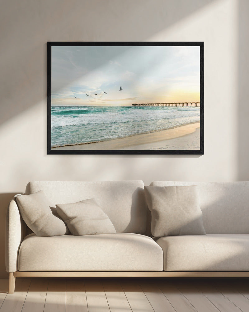 Vogels bij de pier | Canvas
