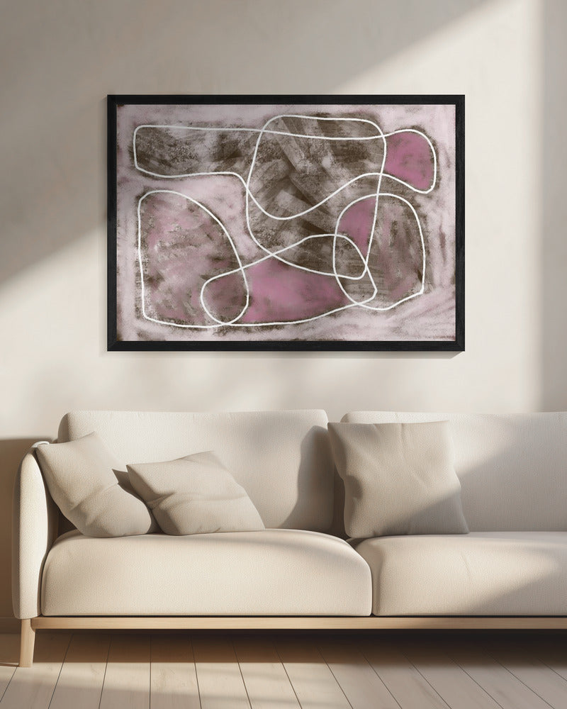 Pastelroze lijntekening | Canvas