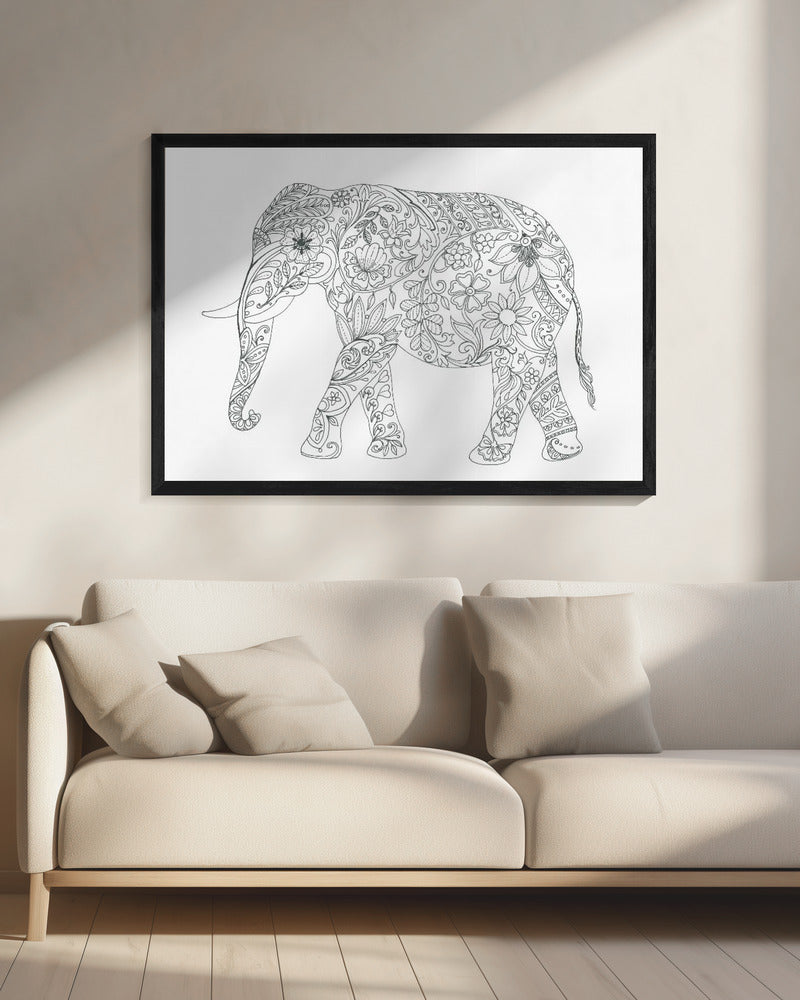 Bloemenolifant | Canvas