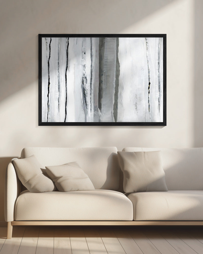 Verticale lijnen en zilveren sluiers | Canvas