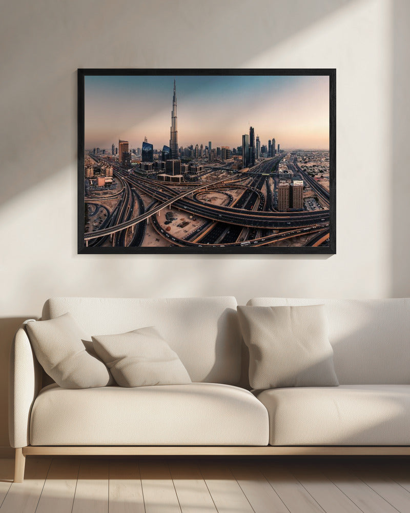 Panorama van de skyline van Dubai | Canvas