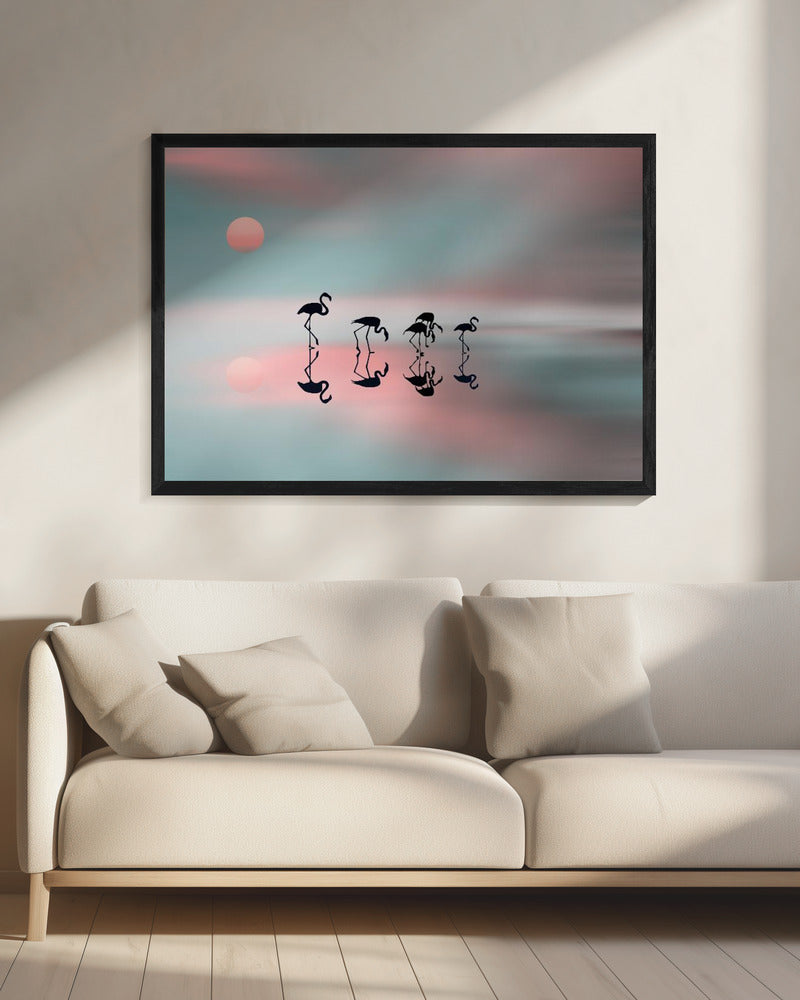 Familie flamingo's. | Canvas