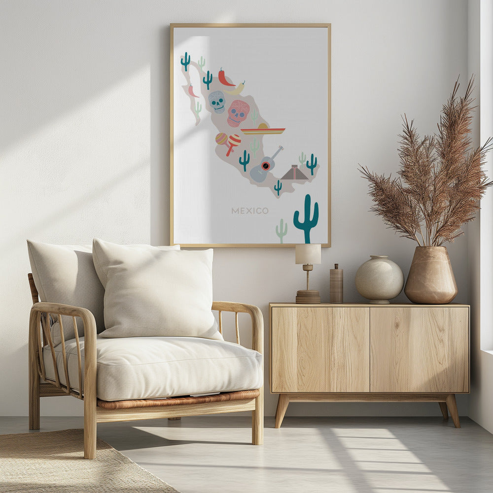 Kaart van Mexico nr. 1 | Poster