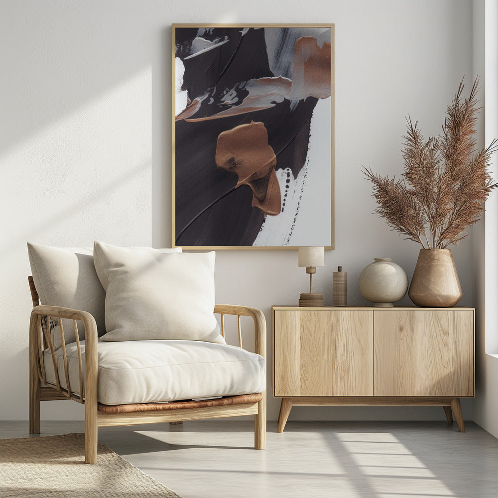 Dynamic Brushstrokes in Brown and Copper | Poster