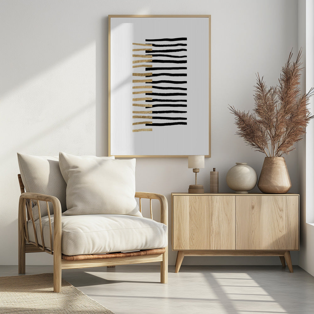 Goud op zwarte lijnen | Poster