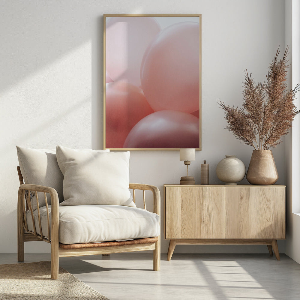 Zachtroze ballonnen | Poster