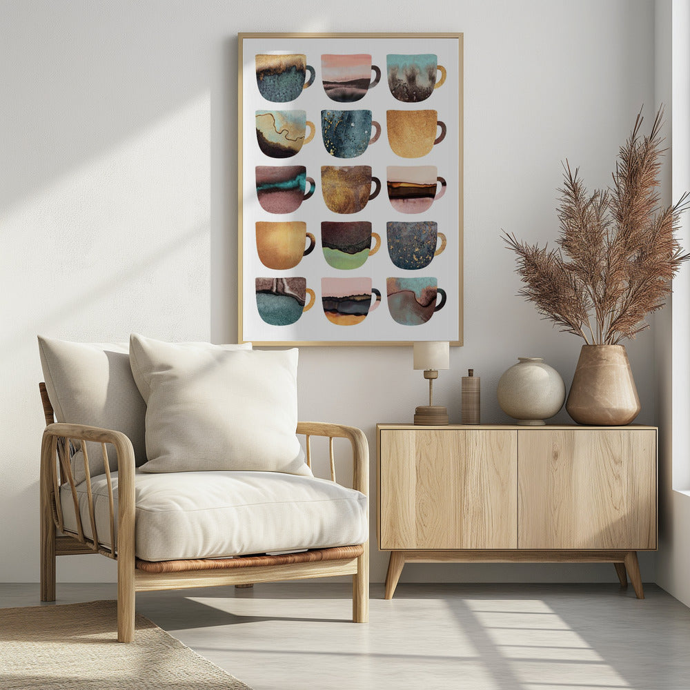 Aardse koffiekopjes | Poster