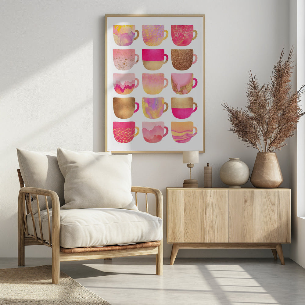 Mooie roze koffiekopjes | Poster