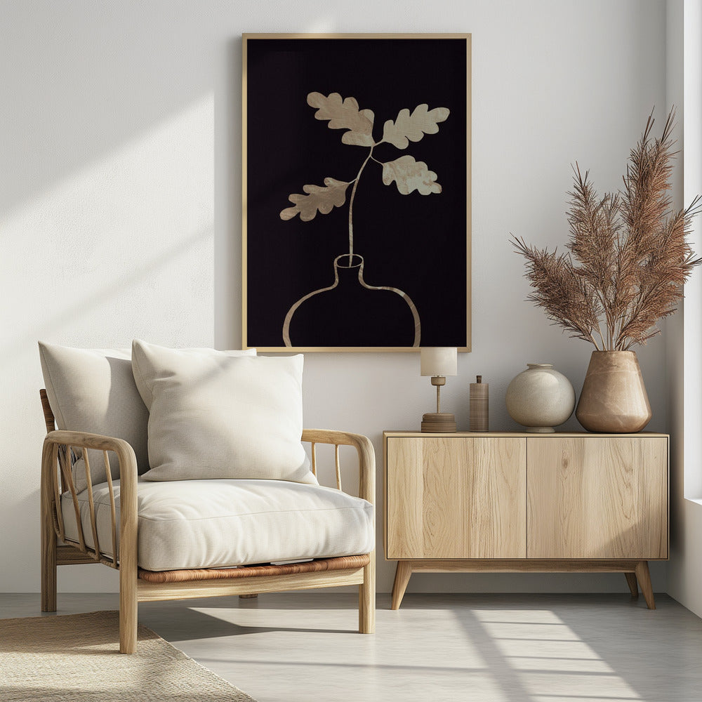 Bladeren in vaas_goud | Poster
