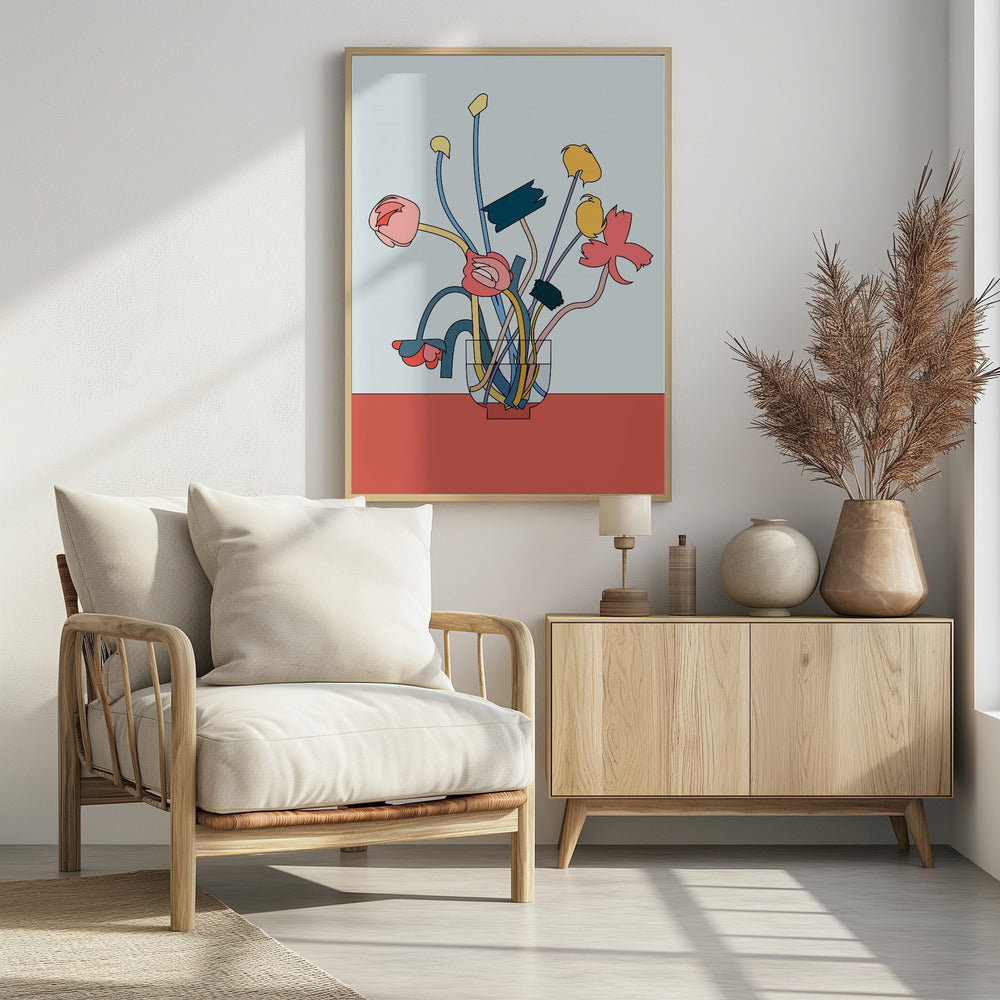 Bloemen in een glazen vaas | Poster
