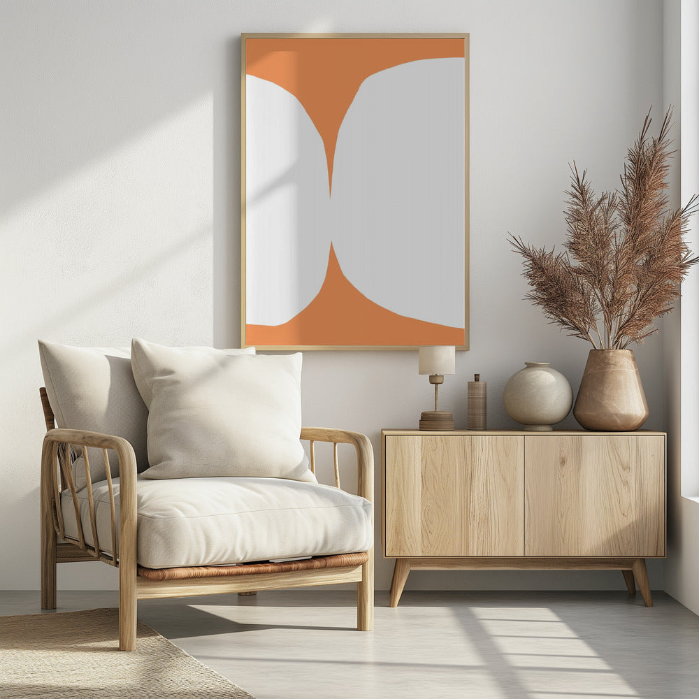 Geometrische witte vormen op een oranje achtergrond | Poster