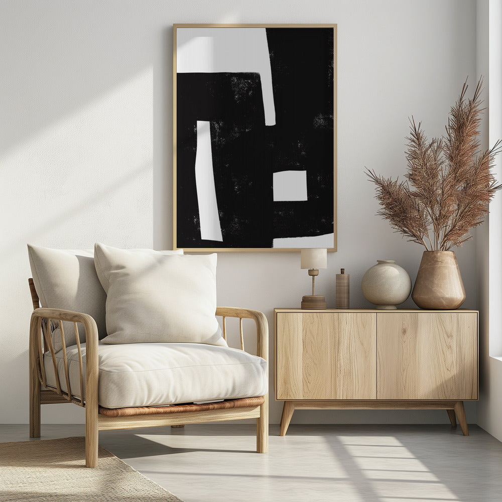 Zwart-wit doolhof | Poster