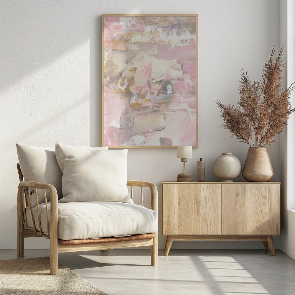 Zachte gedempte roze penseelstreken | Poster