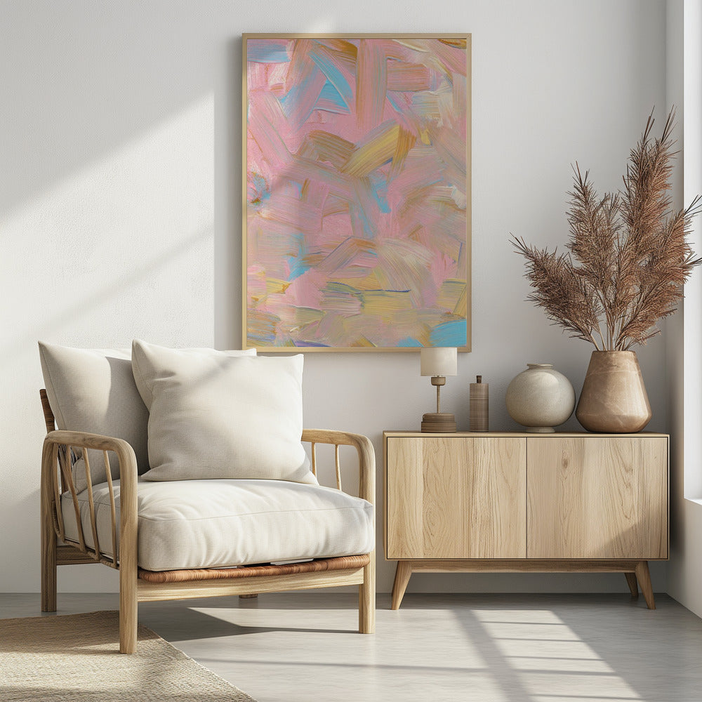 Levendige penseelstreken in pasteltinten | Poster