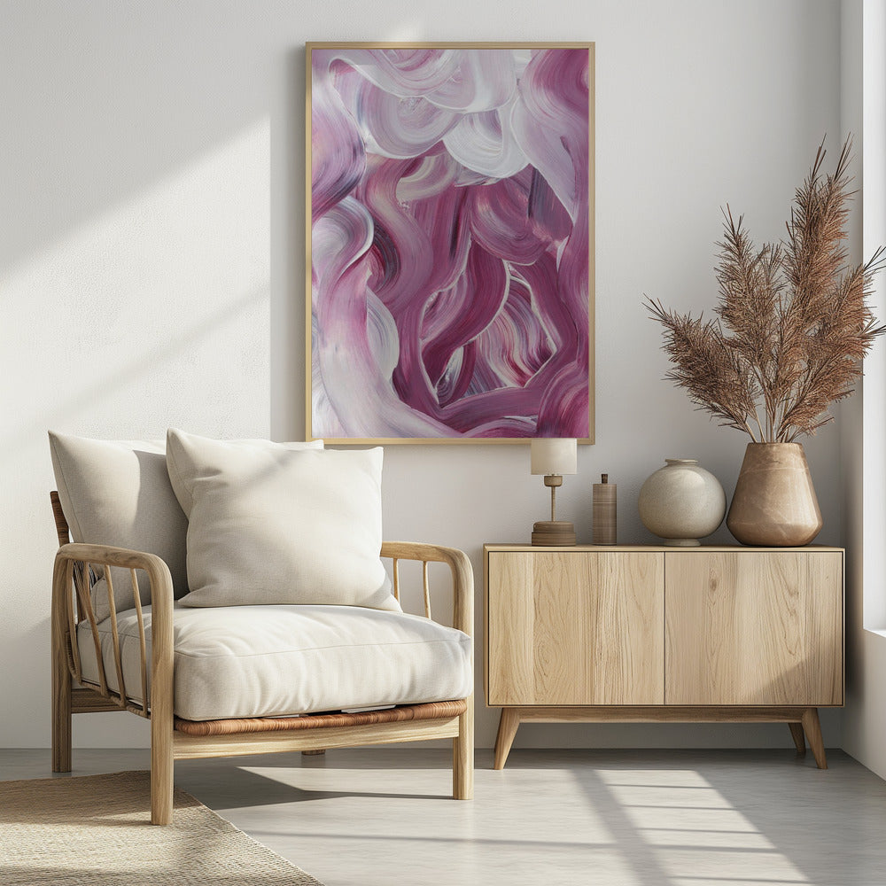 Expressieve roze en witte penseelstreken | Poster