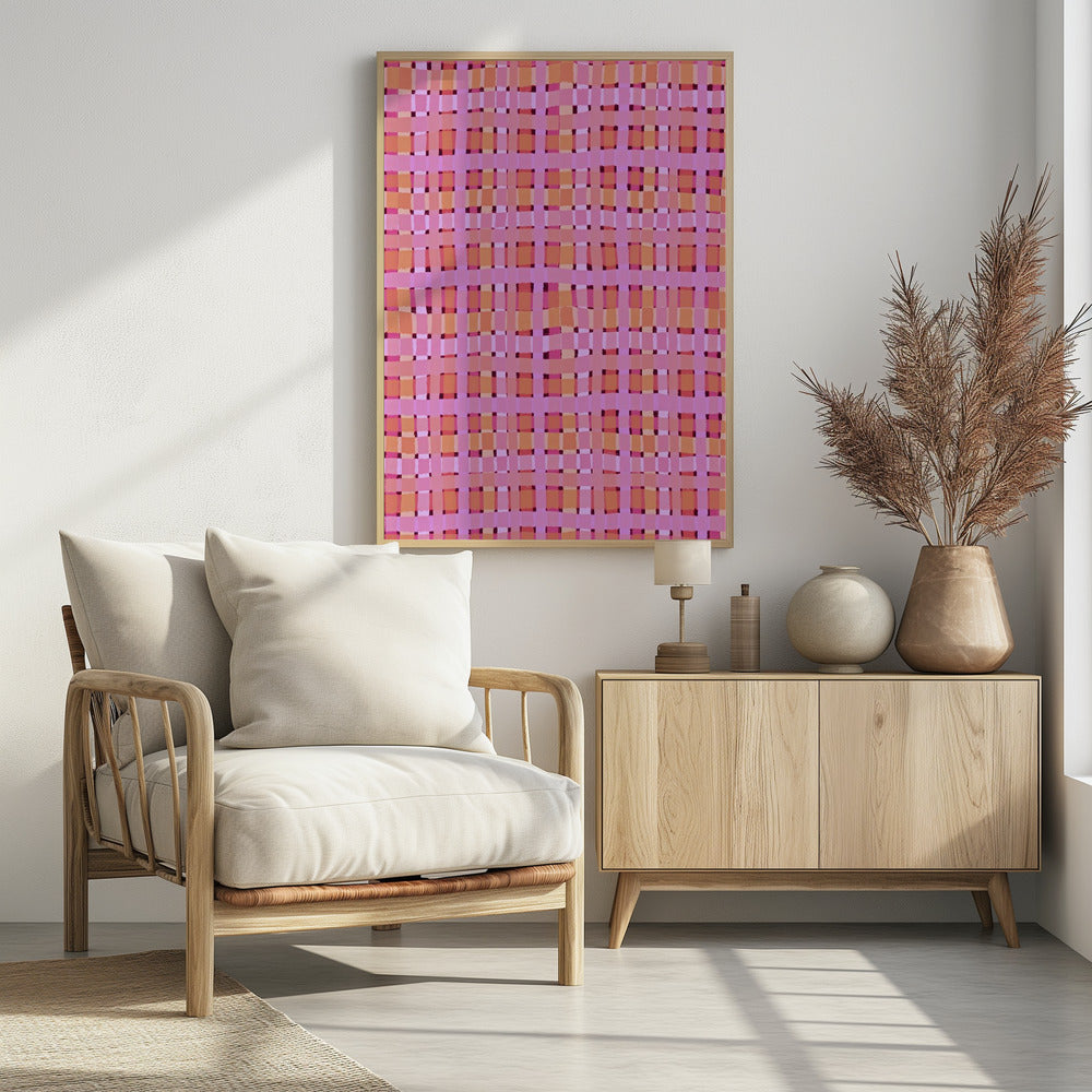 Vervormde roze lijnen | Poster