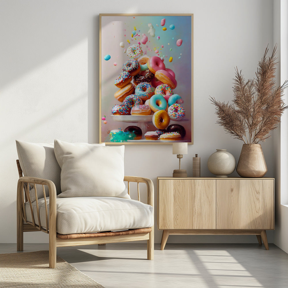 Kleurrijke donutcascade | Poster