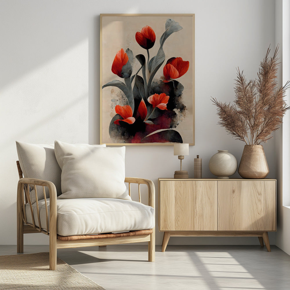 Karmozijnrode bloesems | Poster