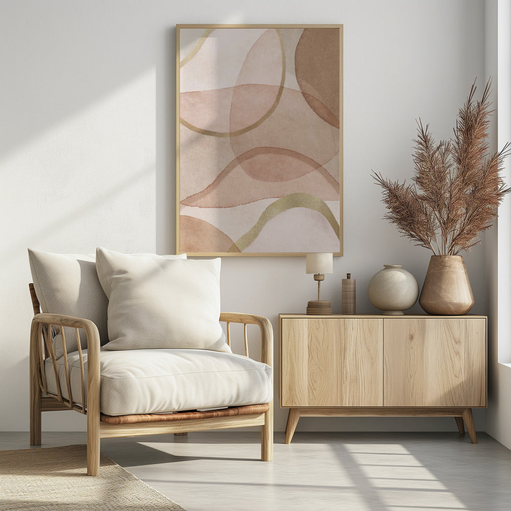 Blush en bruin abstract | Poster