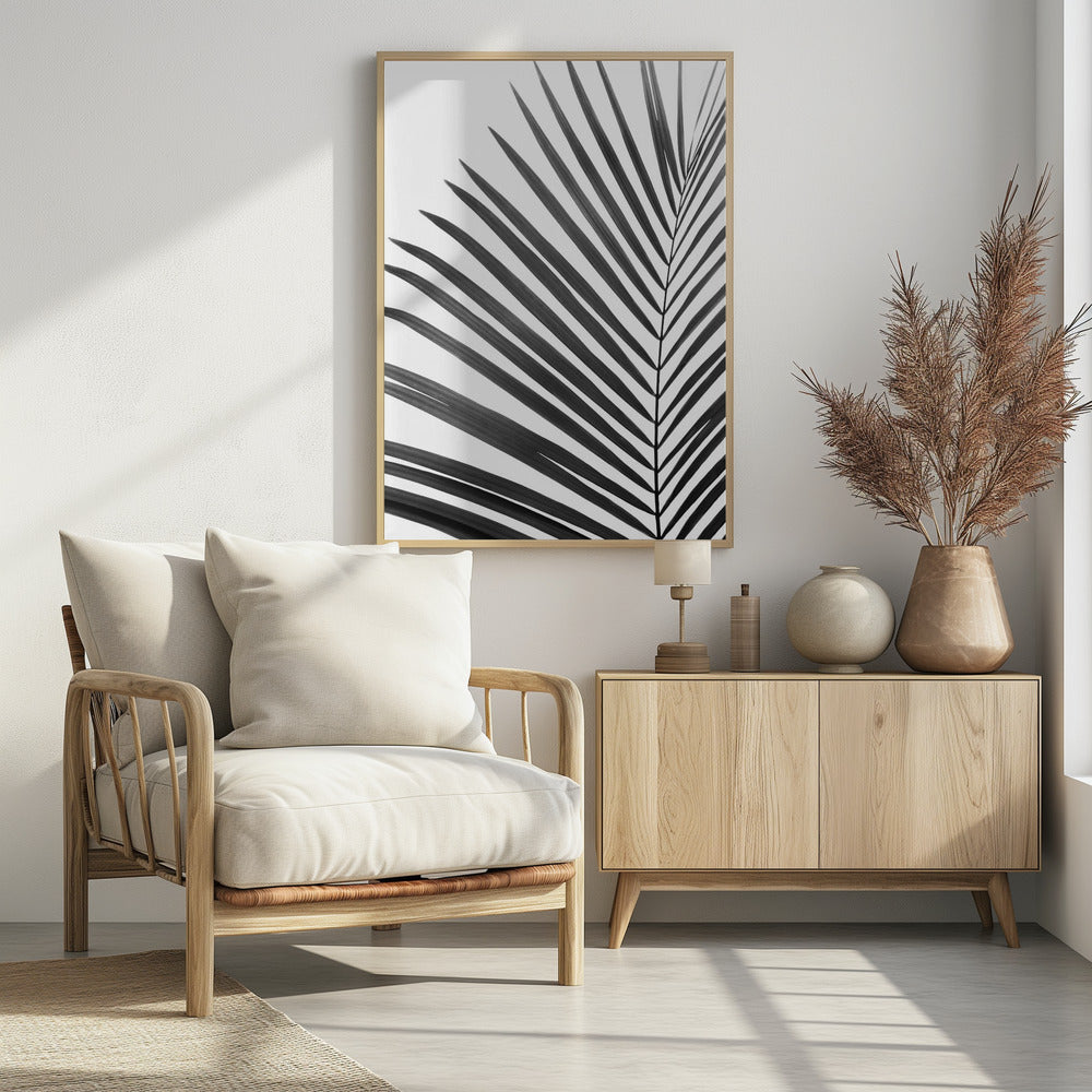 Zwart-wit palmblad | Poster