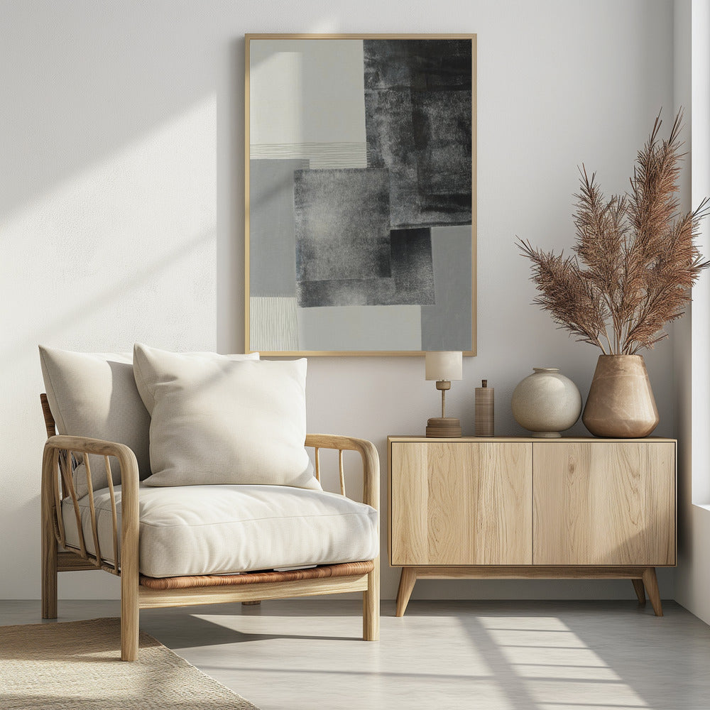 Monochrome blokken #1 | Poster