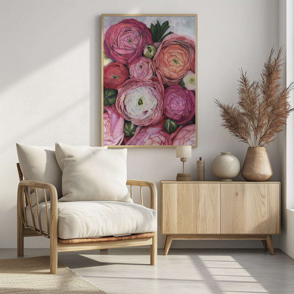 Arleth ranonkelboeket in warm roze | Poster